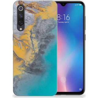 👉 Siliconen hoesje blauw goud Xiaomi Mi 9 SE TPU Marble Blue Gold 8720215341102