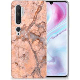 Siliconen hoesje oranje marmer Xiaomi Mi Note 10 Pro TPU 8720215473193