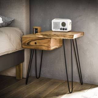 👉 Nachtkastje nederlands Side table - edge rechts. Het ladeblok zit links en plateau bevindt zich rechts Massief acacia naturel