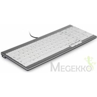 👉 Toetsenbord grijs wit BakkerElkhuizen UltraBoard 960 Standard Compact USB AZERTY Belgisch Grijs, 8719274673507