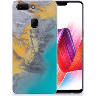 👉 Siliconen hoesje blauw goud OPPO R15 Pro TPU Marble Blue Gold 8720215900118