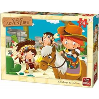 👉 Legpuzzel karton One Size meerkleurig King cowboys & indianen 24 stukjes 8710125057897