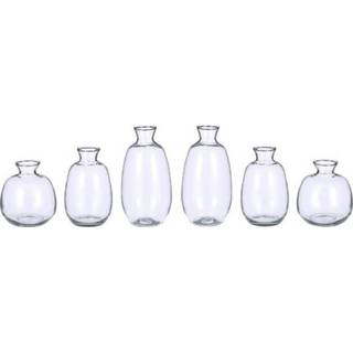 👉 Bloemenvaas transparant glas 6x Mica bloemenvazen/decoratie vazen/boeketvazen