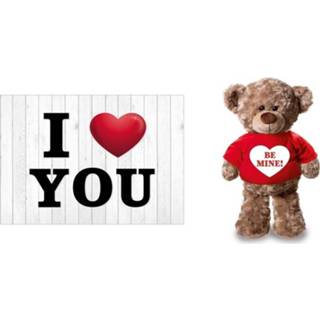 👉 Wenskaart I Love You / Valentijnskaart met be mine knuffelbeer