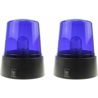 👉 Zwaailamp blauw Set van 2x Zwaailamp/zwaailicht met LEDlicht 11 cm