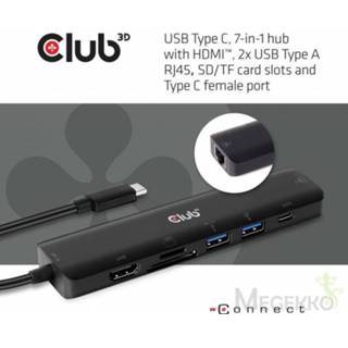 👉 Docking CLUB3D USB TYPE C 7 IN 1 HUB TO HDMI 4K60HZ+SDTF CARD SLOT+2XUSBA + PD +RJ45 3.0 ( 8719214471477