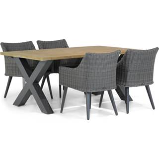 👉 Off black dining sets grijs-antraciet Garden Collections Milton/Cardiff 180 cm 5-delig