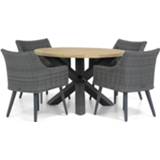 👉 Tuinset off black dining sets grijs-antraciet Garden Collections Milton/Rockville 120 cm rond 5-delig