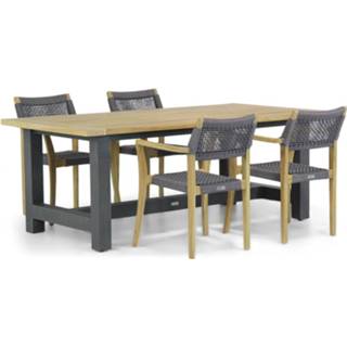 👉 Tuinset rope Greywash Teak dining sets grijs-antraciet Lifestyle Dallas/San Francisco 200 cm 5-delig