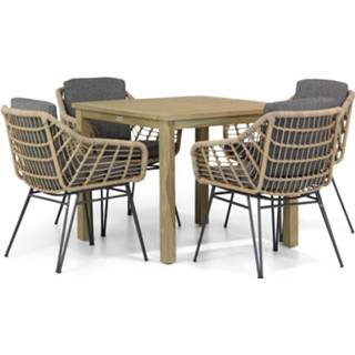 👉 Tuinset wicker hara-teak dining sets taupe-naturel-bruin 4 Seasons Outdoor Cottage/Weston 90 cm 5-delig