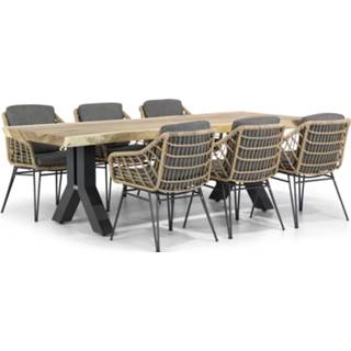 👉 Tuinset wicker hara-teak dining sets taupe-naturel-bruin 4 Seasons Outdoor Cottage/Woodside 240 cm 7-delig