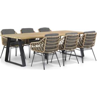 👉 Tuinset wicker hara-teak dining sets taupe-naturel-bruin 4 Seasons Outdoor Cottage/Basso 240 cm 7-delig