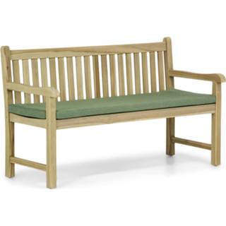 👉 Tuinbank donkergroen teak Greywash parkbanken old Garden Collections Preston 150 cm incl. forest green kussen