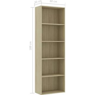 👉 Boekenkast met 5 schappen 60x30x189 cm spaanplaat sonoma eiken