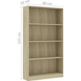 👉 Boekenkast eiken bruin VidaXL met 4 schappen 80x24x142 cm spaanplaat sonoma 8719883815251