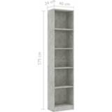 👉 Boekenkast grijs VidaXL met 5 schappen 40x24x175 cm spaanplaat betongrijs 8719883787541