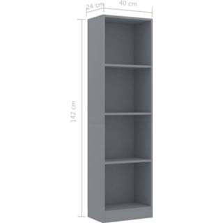 👉 Boekenkast grijs VidaXL met 4 schappen 40x24x142 cm spaanplaat 8719883787435