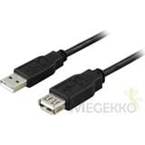 👉 Deltaco USB 2.0 Cable A/A, 2m 2m USB A USB A Mannelijk Vrouwelijk Zwart USB-kabel - [USB2-12S]