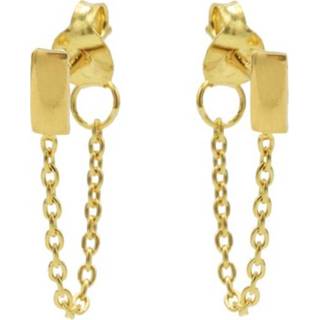 👉 Oorbel goud verguld nederlands vrouwen Karma Oorbellen Chain Rectangle 8719874353007