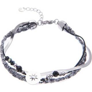 👉 Armband zilver edelstaal nederlands vrouwen zwart Go Dutch Label 3 Laags /