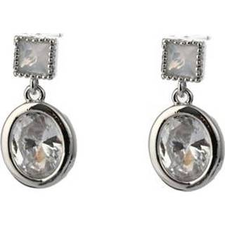 Oorbel zilver vrouwen nederlands senioren Go Dutch Label Hang Oorbellen Vierkant en Ovaal Steentje Opal /