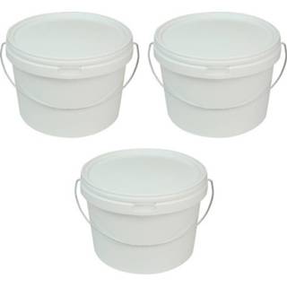 👉 Handvat wit 3x Emmer met deksel en 3,1 liter