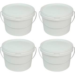 👉 Handvat wit 4x Emmer met deksel en 3,1 liter