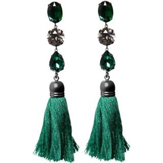 👉 Oorbel active groene Tassel Oorbellen met Strass Steentjes