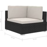 👉 Hoekbanken 2 st met kussens poly rattan zwart