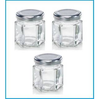 👉 Jampotje transparant active Leifheit 3208 Jampot Zeshoekig 47 ml Glas/Zilver (set van 3 stuks) 7106628703309