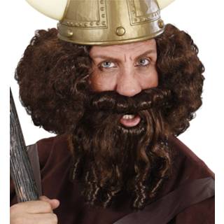 👉 Pruik bruin active Mooie karakter met lokken en baard 8003558065578