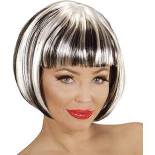 👉 Pruik zwart witte active vrouwen boblijn pruiken voor dames 8003558049516
