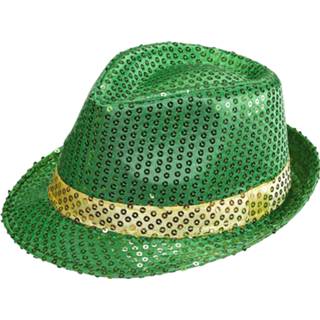 👉 Hoed groene active St. Patricks Fedora hoedjes met pailletten 8003558143535
