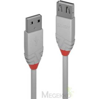 👉 Lindy Anthra Line USB-kabel 2 m USB A Mannelijk Vrouwelijk Grijs