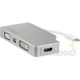 👉 StarTech.com Aluminium A/V reisadapter: 4-in-1 USB-C naar VGA, DVI, HDMI of mDP 4K - [CDPVGDVHDMDP]