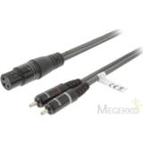 XLR Stereokabel XLR 3-Pins Female - 2x RCA Male 3.0 m Donkergrijs