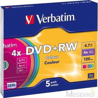 1x5 Verbatim DVDRW 4.7GB 4x Speed Colour Surface Slimcase 23942432975
