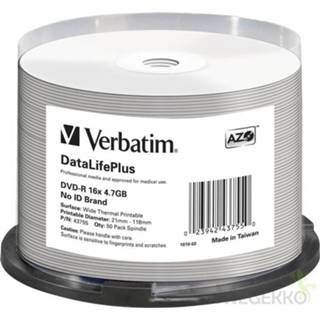 👉 1x50 Verbatim DVD-R 4.7GB 16x white wide printable NON-ID