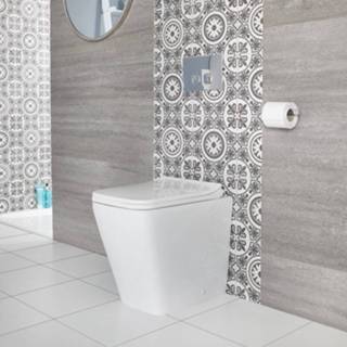 👉 Wit keramisch modern vloer Staande Toiletten Toilet Staand Vierkant met Zachtsluitende WC-bril | Sandford 5051752767005