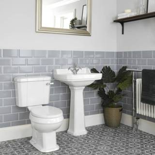 👉 Duoblok toilet wit keramisch klassiek vloer richmond Toiletten Wastafels met Zuil en Wastafel 50cm | 5051752870958