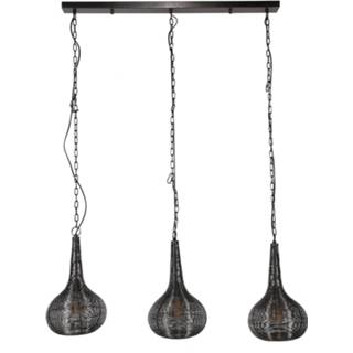 👉 Hanglamp nikkel antiek 'Derek' 3-lamps, kleur
