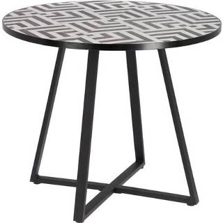 👉 Ronde eettafel wit stenen mozaïek blad Kave Home 'Tella' Ø90cm 8433840583501