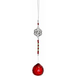 Active rood kristal glas Hangend Geslepen met Kralen & Keltische Knoop - 8900000880126