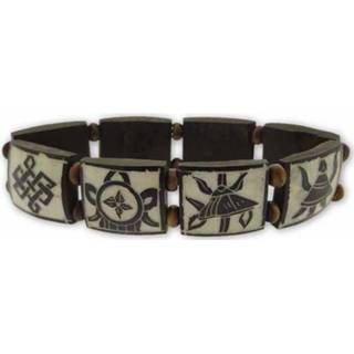 👉 Armband zwart wit active Yak Benen 8 Gelukstekens Zwart-Wit 7436953618673