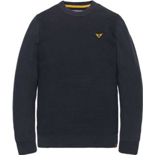 👉 Men m blauw truien Crewneck cotton knit dark sapphire 8719419309216