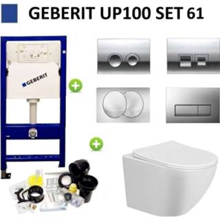 👉 Toiletset vernikkeld Geberit UP100 Design Randloos Bano Set61 met Delta Drukplaat 8719304513575