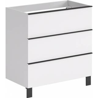 👉 Wastafelonderkast wit Allibert Santiago Olav 3 Lades Soft Close Glanzend 80x75x46 cm 3588560349496