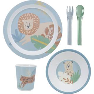 👉 Blauw wildlife Sebra Dinerset Blue 5704680047199