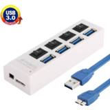 👉 4 poorten USB 3.0 HUB, Super Speed 5 Gbps, Plug en Play, ondersteuning 1 TB (wit)