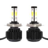 👉 2 STUKS X6 H4 36W 3600LM 6500K 4 COB LED-koplamplampen DC 9-32V Wit licht (zwart)